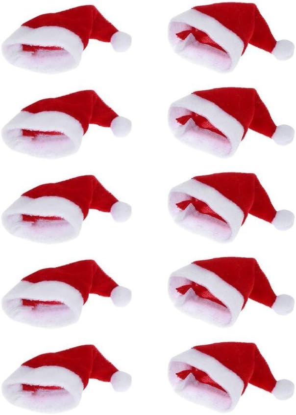 10pcs Mini Santa Hat Wine Bottles Cover Home Christmas Decor
