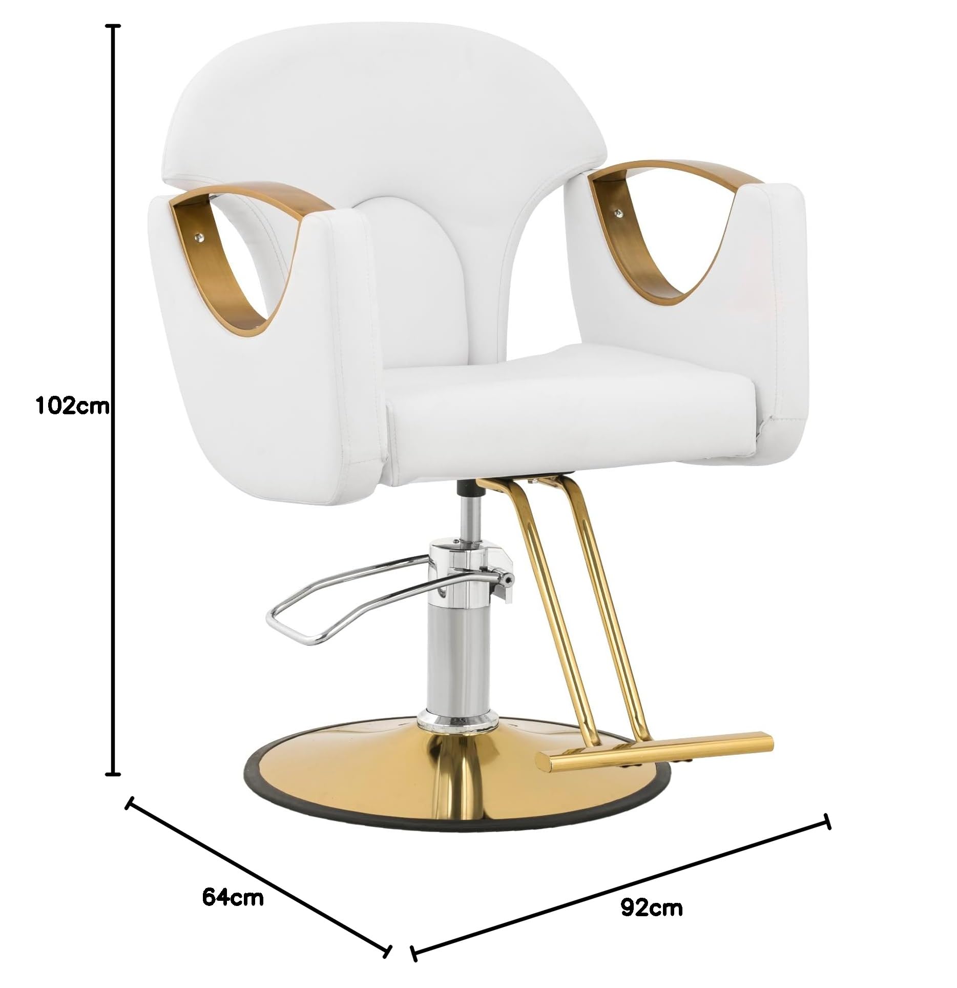 Physa Sillón de Peluquería con Reposapiés y Altura de Asiento de 53-64 cm para hasta 180 kg Blanco Sillón de barbería Silla de peluquería Silla de barbería