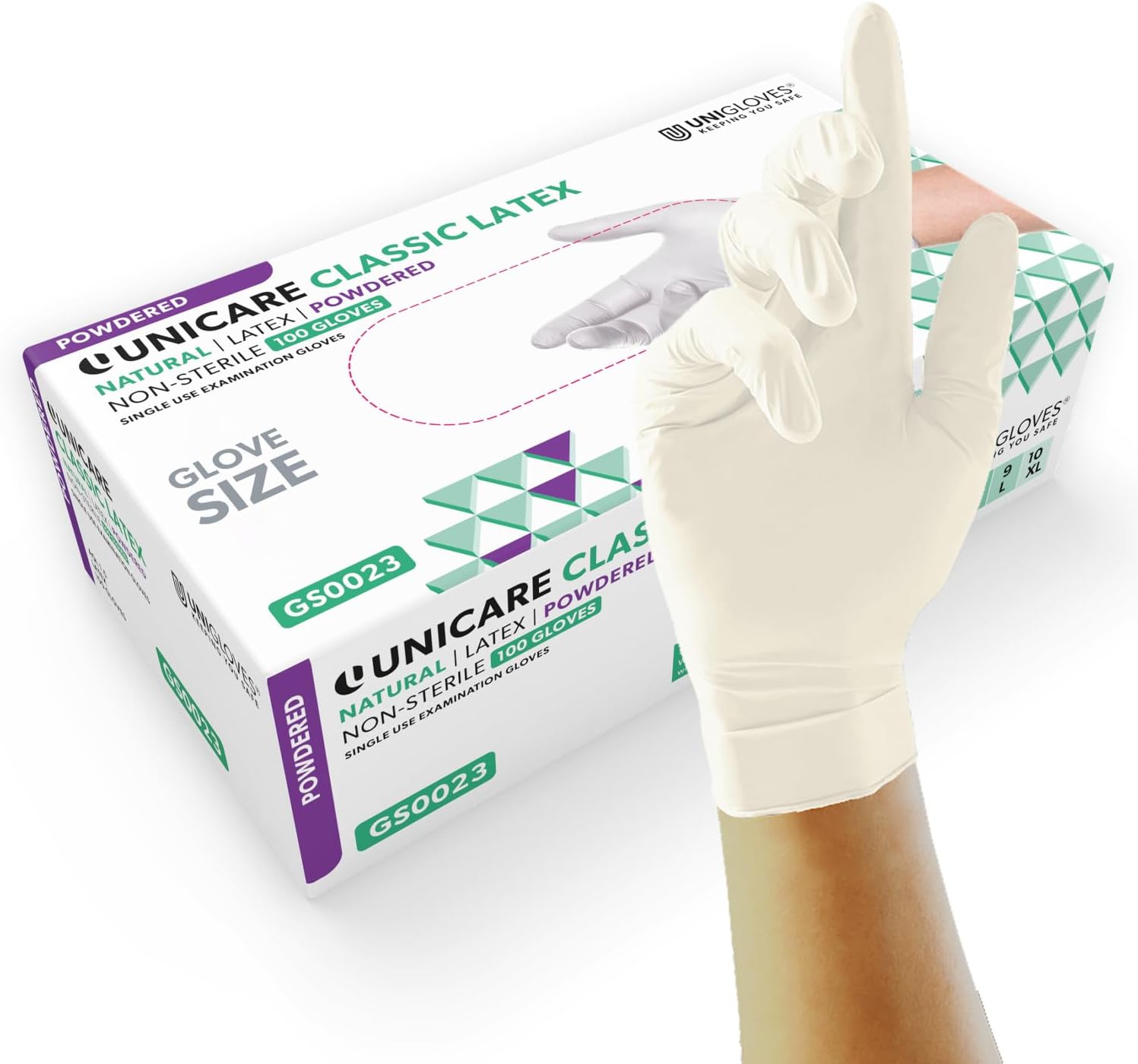 Unigloves UCL1205 Extra Large Latex Powdered Gloves (Box of 100)