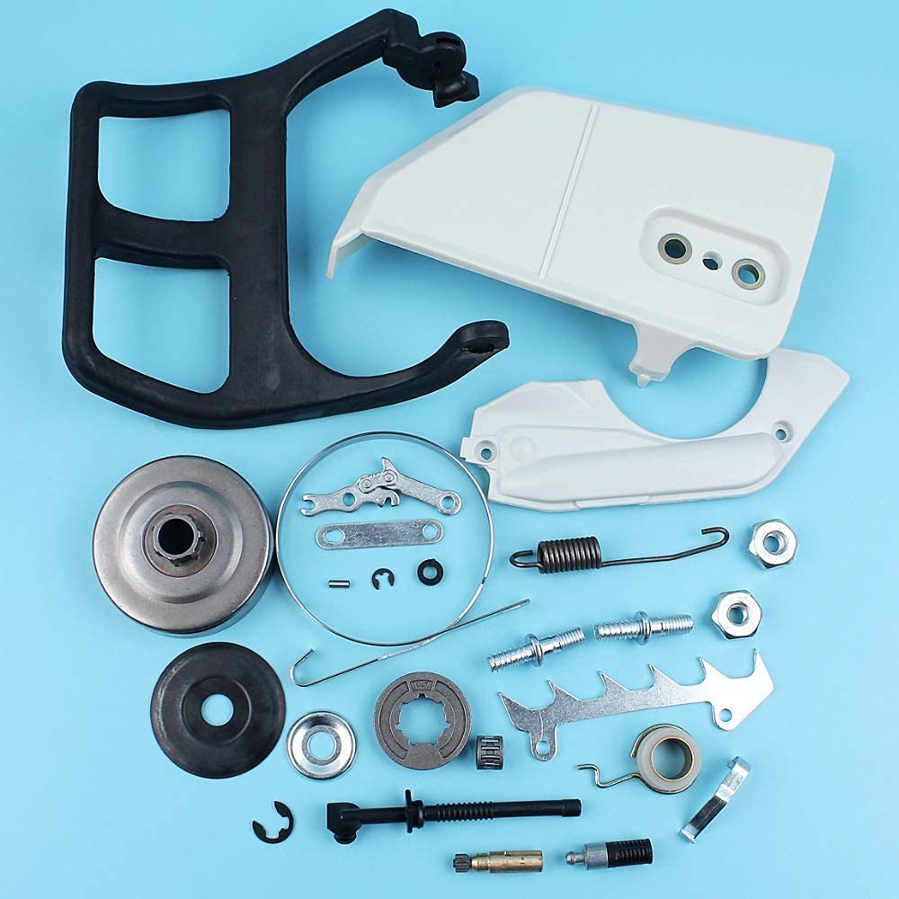 Embrague Tapa de Tambor Protector de manija Filtro de Aceite Bomba Wrom Gear Kit Compatible con STIHL MS170 MS180 017 018 Cadena de Motosierra Banda de Freno Resorte