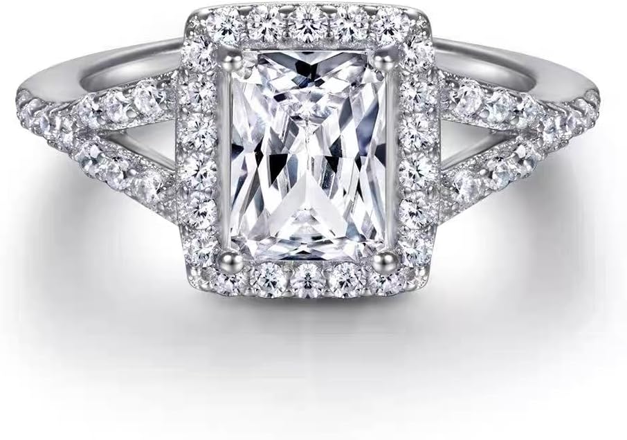 ENDLESSNESS & ETERNITY 1Ct Emerald Cut Half Eternity CZs Simulated Diamond 14K Gold Plated Wedding Band Ring Engagement Bridal Ring Statement Ring