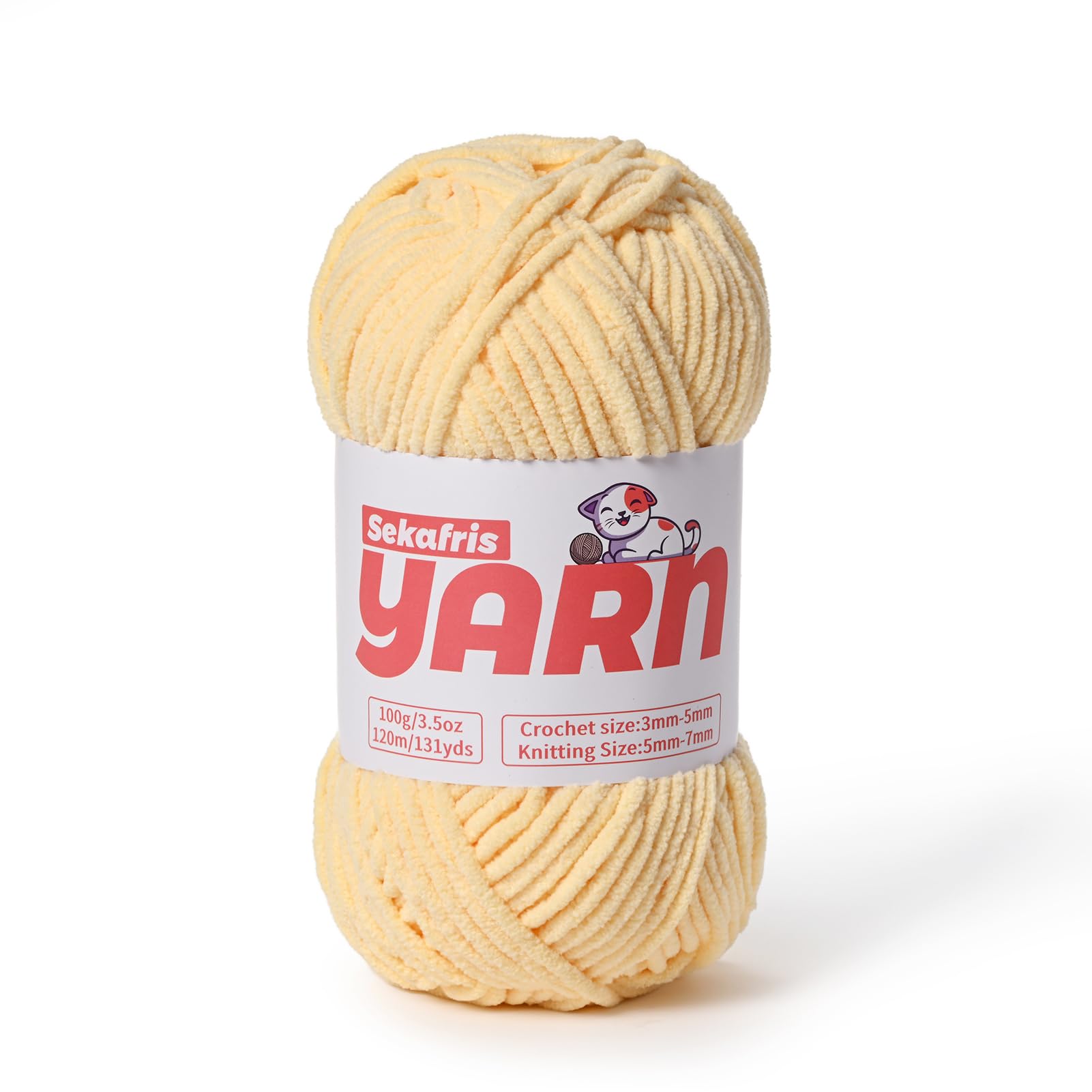 Plush Chunky Chenille Yarn for Crocheting, Soft Fluffy Velvet Yarn for Crocheting, Fuzzy Baby Blanket Knitting Yarns, 100g/131yds Bulky Amigurumi