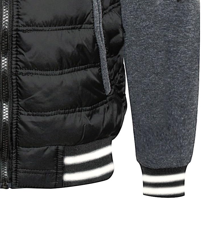 1826 Boys' Full-Zip Fleece Varsity Jacket with Fleece Sleeves, Hooded and Sherpa Lining4