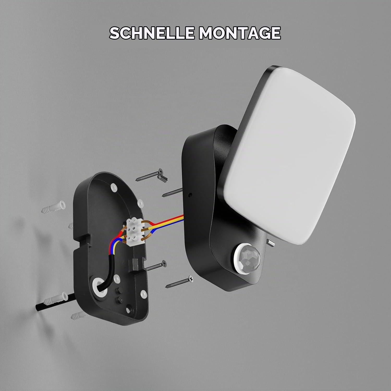 2 Stück Außen Lampe mit Bewegungsmelder 18W Außenlampe - IP65 Aussen Wandleuchte Innen Wandlampe mit Schwenkbar LED Panel Aluminium Außenleuchte für Garten Terrasse Eingang, Anthrazit, Warmweiß 3000K
