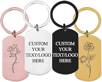 Personalized Keychains Bulk for Men or Women, Custom Metal Keychain with Picture, Engraved Your Unique Text/Image