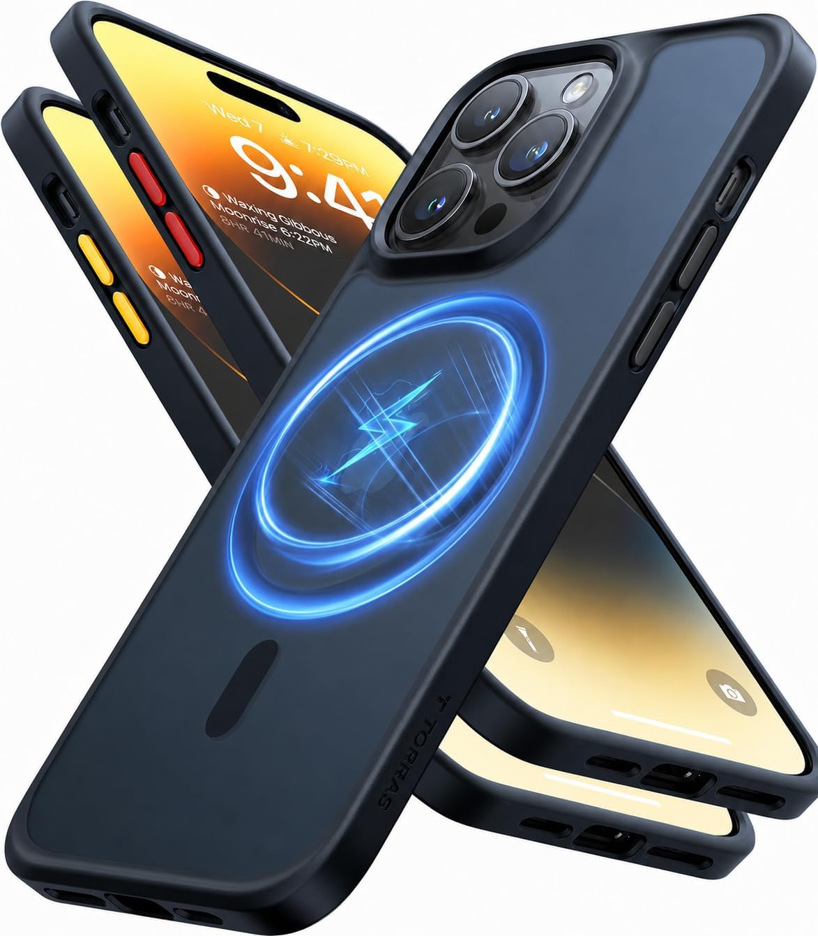 Strong Magnetic for iPhone 14 Pro Case, 12FT Drop Protection Black | Compatible with MagSafe, Slim Protective Matte Silicone for iPhone 14 Pro Phone Case, Translucent Matte