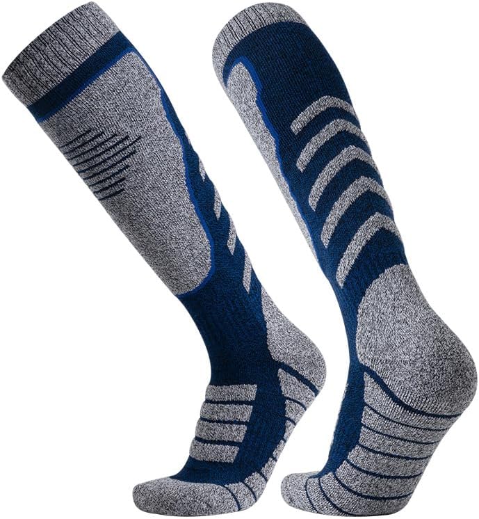 Ski socks outdoor sports stockings sweat-absorbent warm socks (grey,Cotton), 4.5