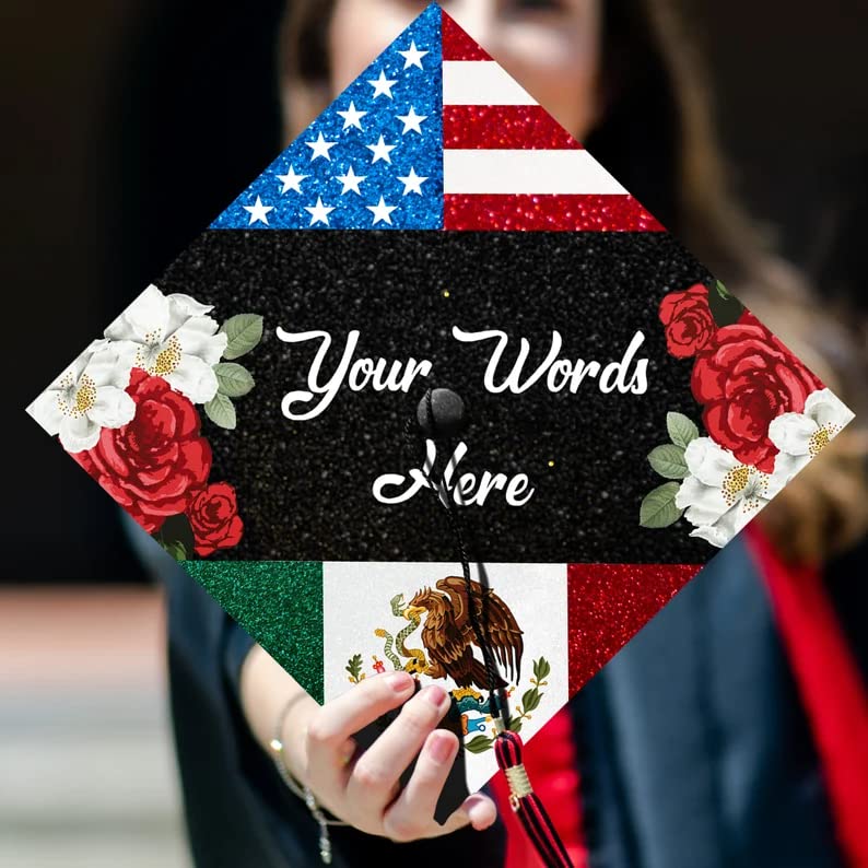Miniatura 4 de Personalized Mexican Us Flag Graduation Cap Topper - Custom Mexican Grad Cap Topper - Latin Graduation Decoration