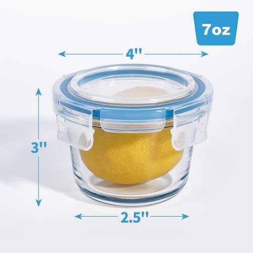 Miniatura 6 de Juego de 6 recipientes pequeños de almacenamiento de vidrio, recipientes de alimentos de 7 onzas con tapas antiderrames, frascos de vidrio gruesos