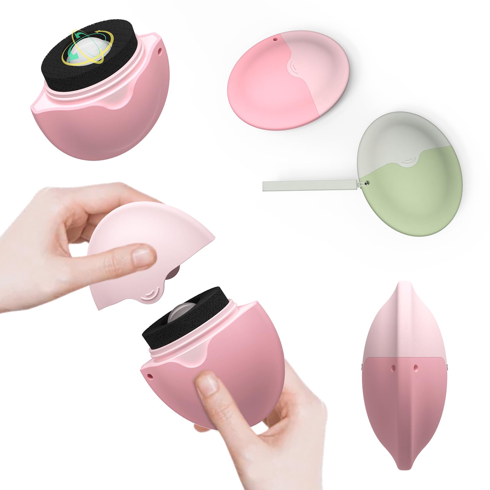 Tirlsy Sunscreen Applicator For Kids, Roll on Sponge Applicator for Sunscreen -Sunblock Buddy Brush Set with Protective Caps, Sun Lotion Applicator Sun Cream Brush for Adults & Families Travel, Pink