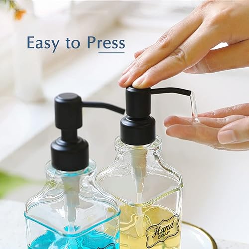 Miniatura 4 de JASAI Bomba dispensadora de jabón duradera de acero inoxidable 304, dispensador de jabón satinado negro inoxidable para boca regular (paquete de 2)