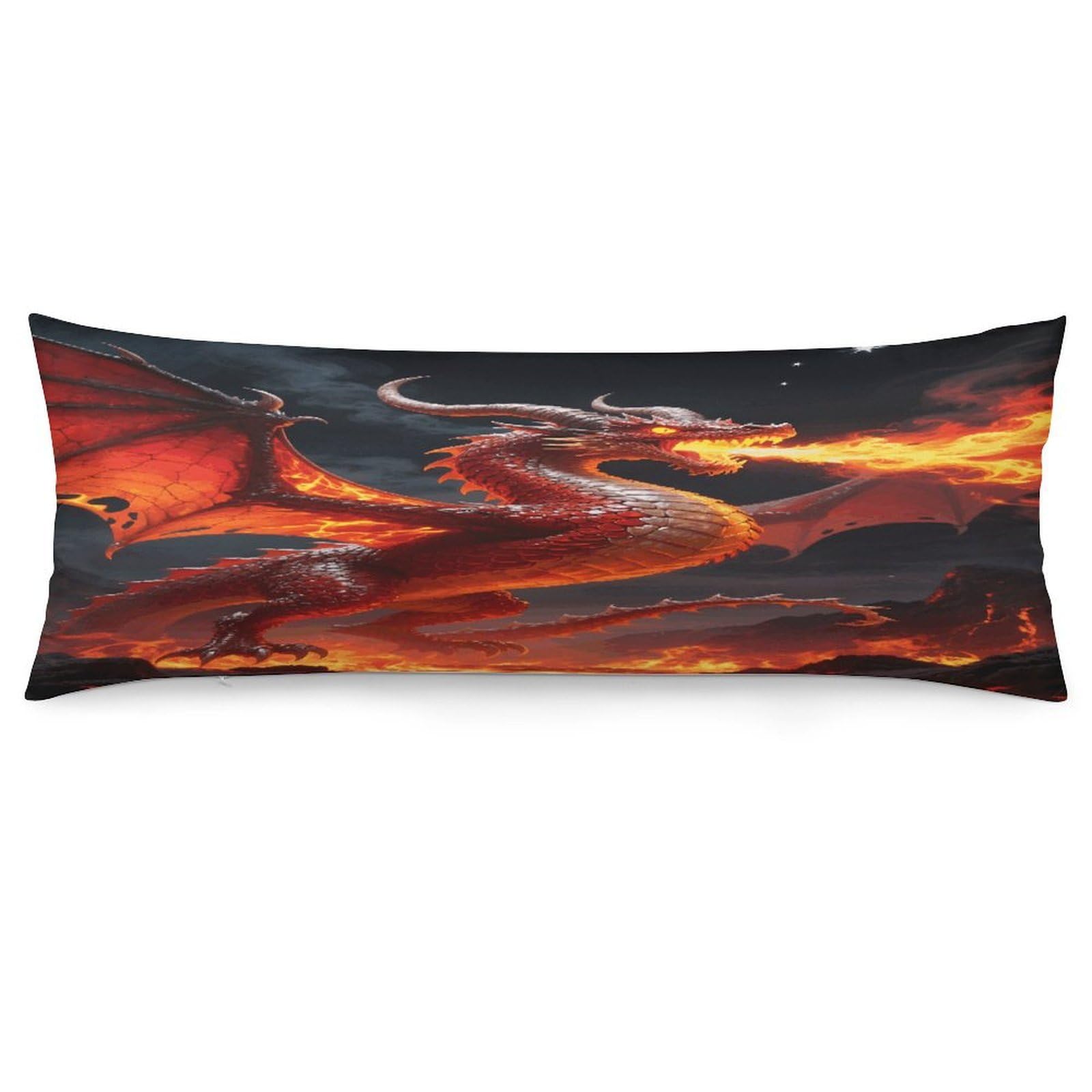 Fire Dragon Throw Pillow Cover Soft Pillow Case Decorative Lumbar Pillow Cover Cozy Throw Pillowcase Polyester Rectangular Cushion Case Decor for Couch Sofa Bed
