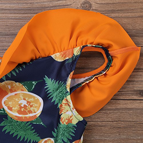 Image of iEFiEL Kids Girls One-Piece Swan /Lemon Printed Swimsuit Todder Hawaii Ruffled Swimwear Bathing Suit