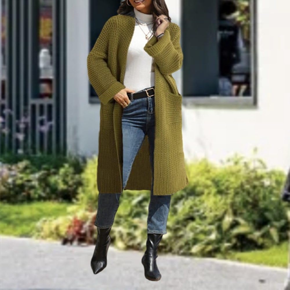 Pullover Damen, Damen Oversize Cardigan Aus Grobem Strick Vorne Offen Lange Strickjacke Baggy Slouch Glockenärmel Kaschmirpullover Elegante Übergangsjacke Strickjacke Mantel Oberbekleidung Herbst Un