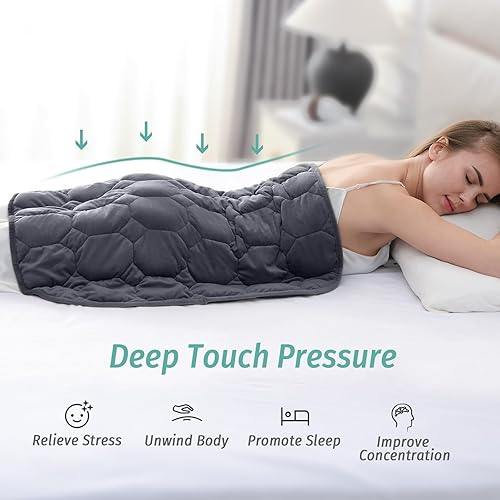 Miniatura 2 de Wemore Manta ponderada de regazo de 7 libras para adultos, manta pequeña con peso para viajes, calma, relajación, siesta y dormir, almohadilla