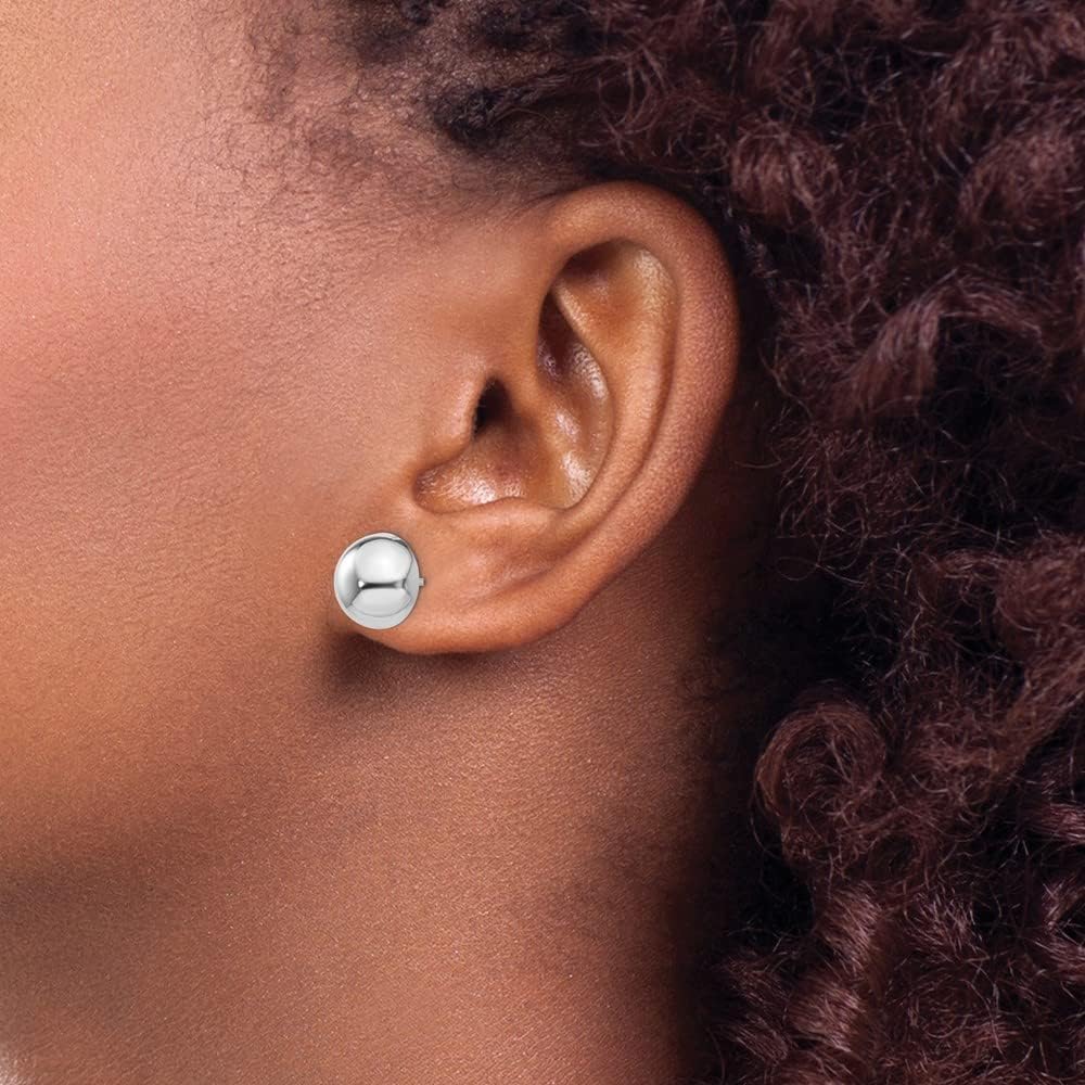 14k White Gold 10mm Half Ball Post Stud Earrings