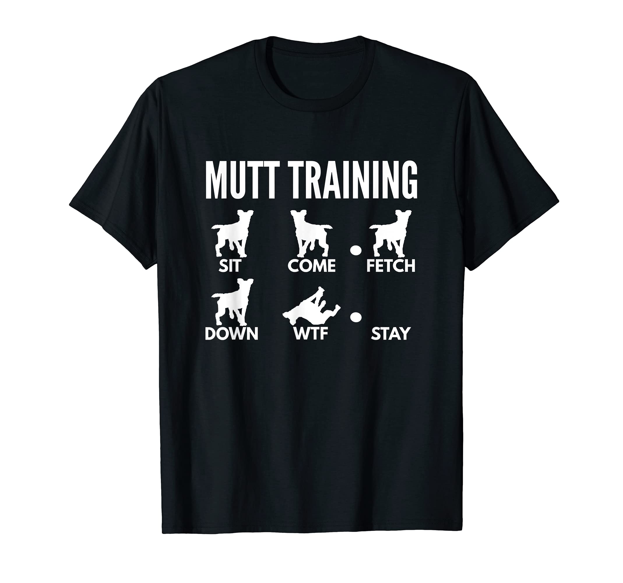 Mutt Training - Mixed-Breed Dog Tricks T-Shirt, Black