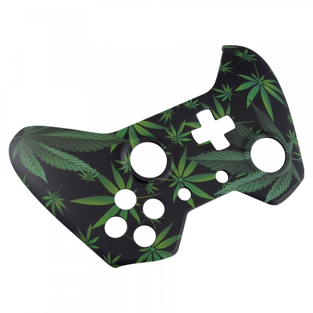 eXtremeRate Custodia per controller Xbox One, custodia di ricambio accessorio Faceplate per controller standard Xbox One con o senza connettore da 3,5 mm (cannabis verde)