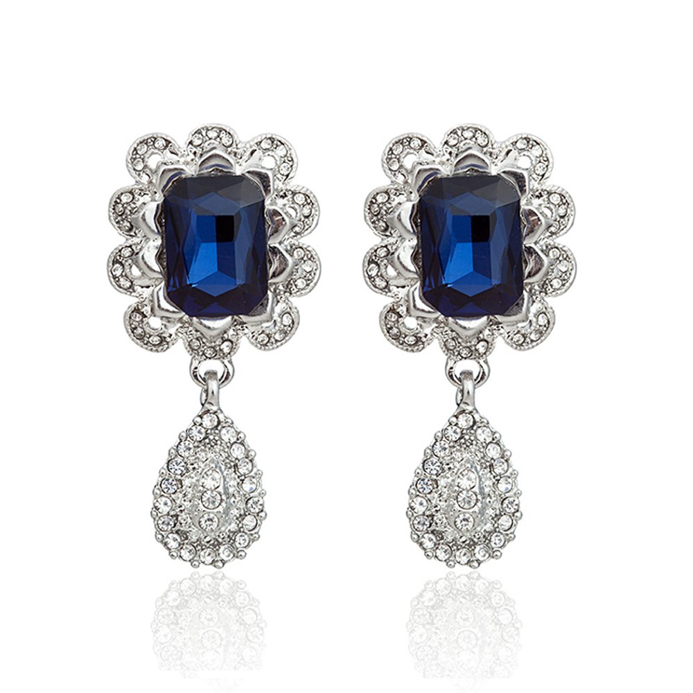 Shining Diva FashionAAA Luxury Blue Crystal Stylish Fancy Party Wear Earrings For Women & Girls (9680er)
