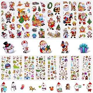 3D Puffy Stickers for Children Christmas, POTWPOT Christmas Stickers Decorating Children 3D Stickers for Self Adhesive Merry Xmas Scrapbooking Crafting Christmas Party Bag Fillers (Christmas 14pcs)