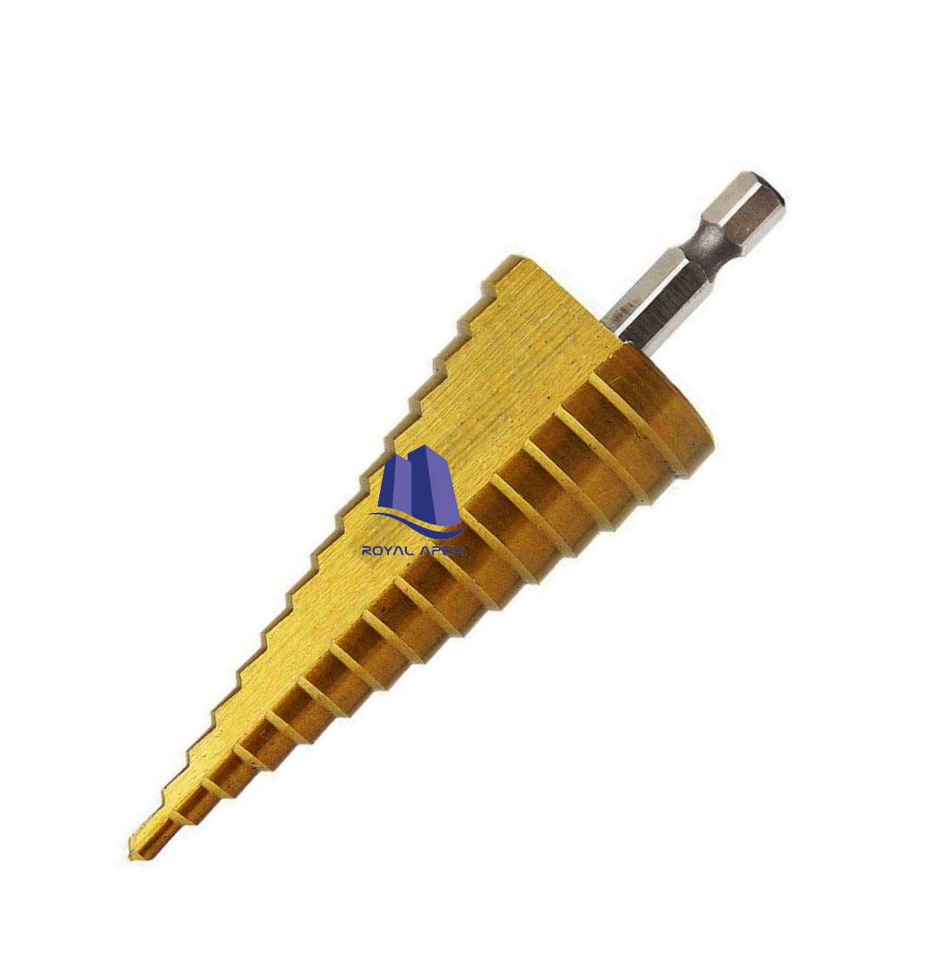 Royal Apex Step Drill Bit, High Speed Steel HSS Triangle Handle Pagoda Drill for Carbon Steel, Sheet Iron, Insulation Boards, PVC Boards and Wood (4mm to 25mm)