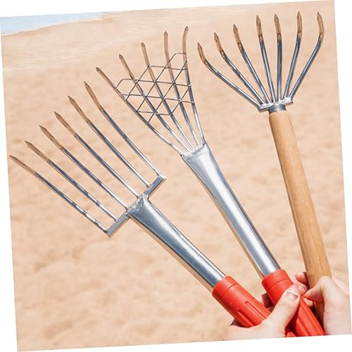 Miniatura 7 de OFFSCH Rastrillo de almejas de acero inoxidable con mango largo de 15.7 pulgadas, herramienta de mano estilo garra para excavar almejas, ostras y