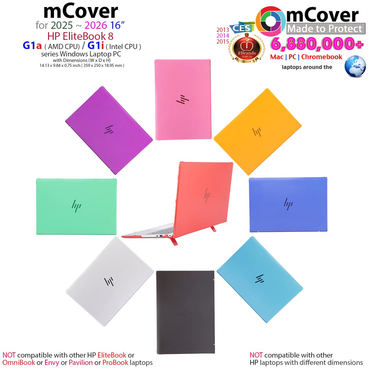 mCover Custodia compatibile solo per HP EliteBook 8 G1a (AMD) 2025 ~ 2026 16" | G1i (Intel) 16" Windows Notebook AI PC (non per altri modelli HP) - Trasparente