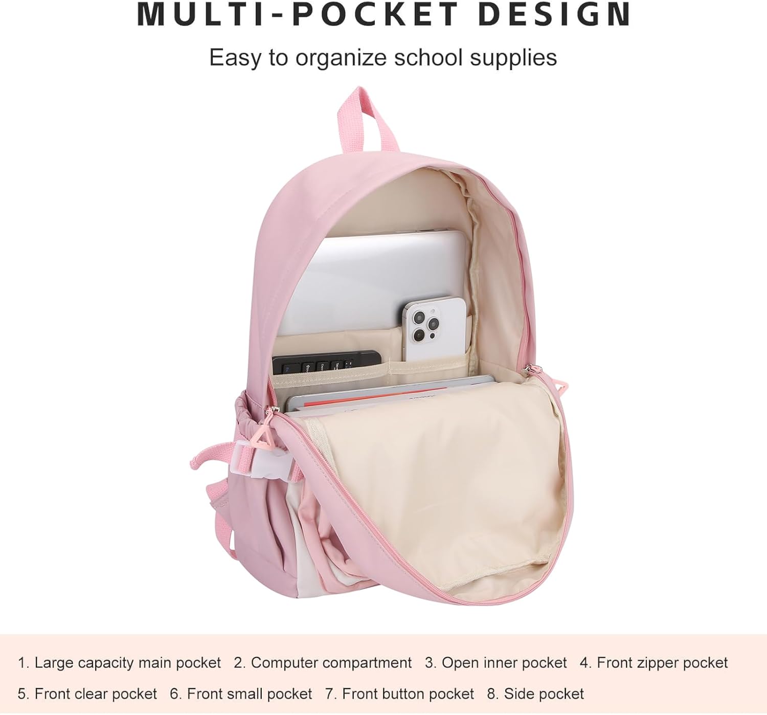 Phaoullzon Kawaii Backpack for Girls School Bookbag Cute Anime Backpacks with Pins and Pendant - Image 6