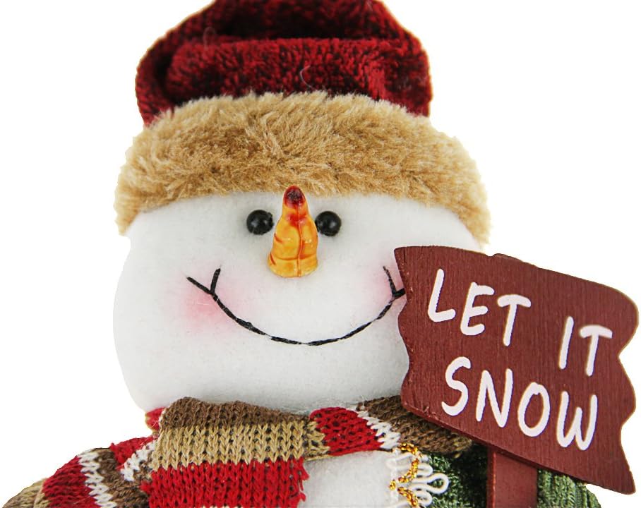 BXT Christmas Holiday Decor Plush Shelf Sitter Sitting Snowman Santa Claus Gift Cute Home Decoration Craft