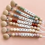Personalized Pacifier Clip with Name, Customized Pacifier Clip Monogram Silicone Chain for Baby Girl Boys