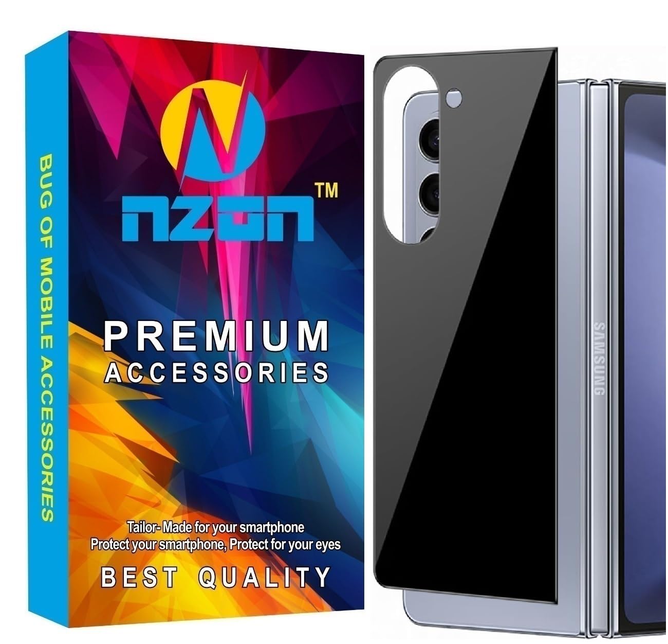 5Gプロガード nzon Compatible With Samsung Galaxy Z Fold 7 Back Tempered Glass