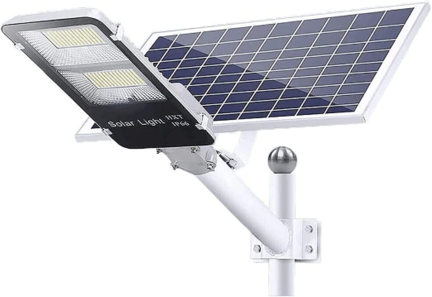 openspaceshop Lampione solare a LED 200W Con Pannello Solare e Telecomando Crepuscolare IP65