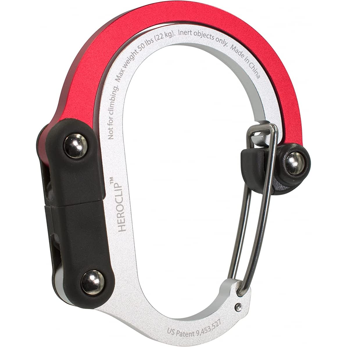 GEAR AID HEROCLIP Medium - Carabiner Clip and Hook, Bag, Purse, Backpack Hanger, Baby Pushchair Hook, Keyring Carabiner and Multifunction for Camping, Fishing, Hiking Or Travel