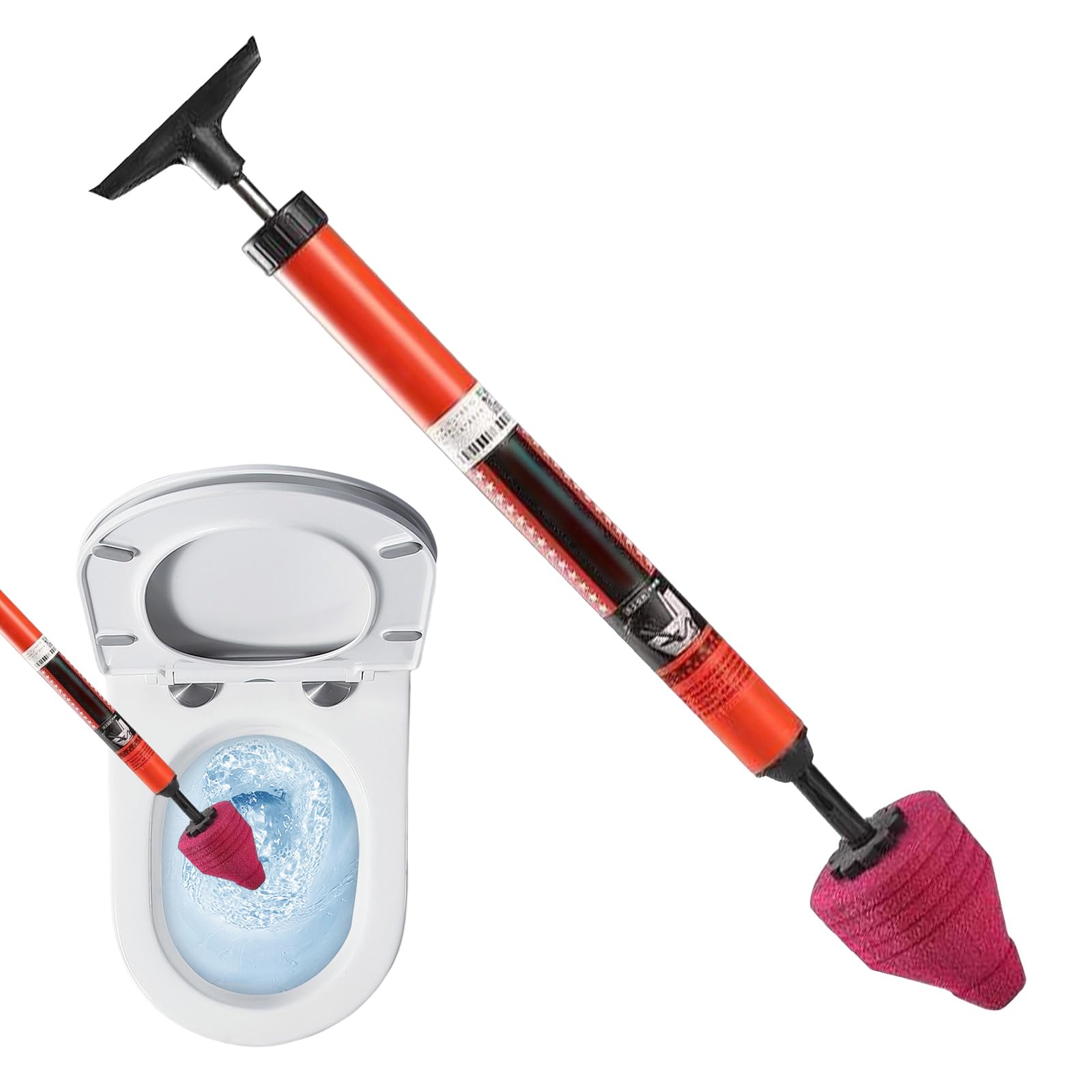Ysinobear Red Toilet Unblocker, 2025 Toilet Plunger,Drain Plungers,High Pressure Plumbing Tool Air Drain Clog Remover With Ergonomic Handle, Sewer Dredge Cleaning Tool, For Unblocking Bathtub, Shower (Red)