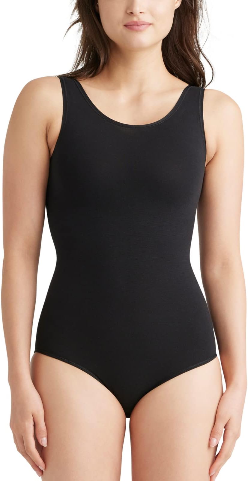 ESSENTIALS BY TUMMY TANKWomen's Seamless Scoop Neck Shaping Full Back Bodysuit, Black, L/XL