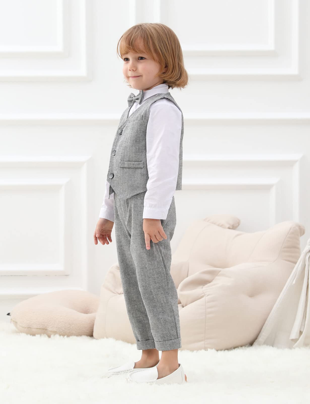 mintgreen Bébé Garçon Vêtements 3PCS Garçon Mariage Costume, Chemise + Pantalon + Bretelles + Gilet + Bowtie