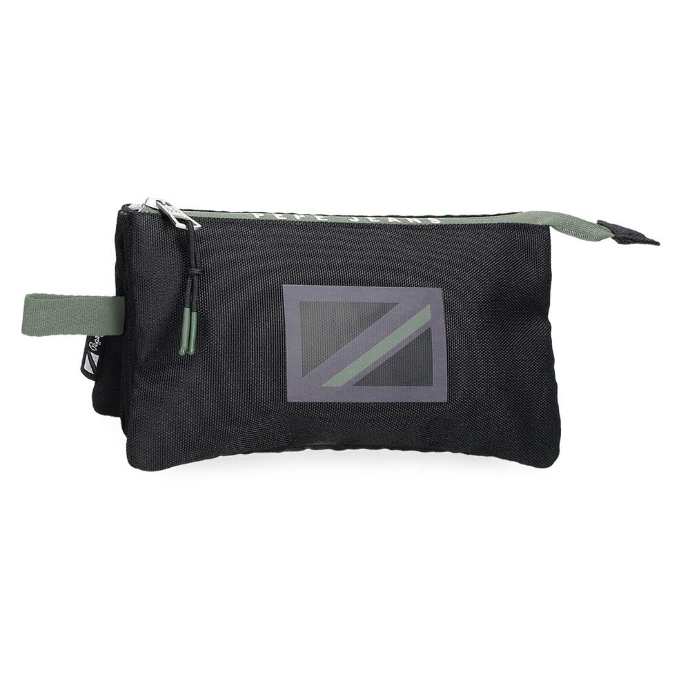 Pepe Jeans Alton Estuche Triple Negro 22x12x5 cms Poliéster by Joumma Bags