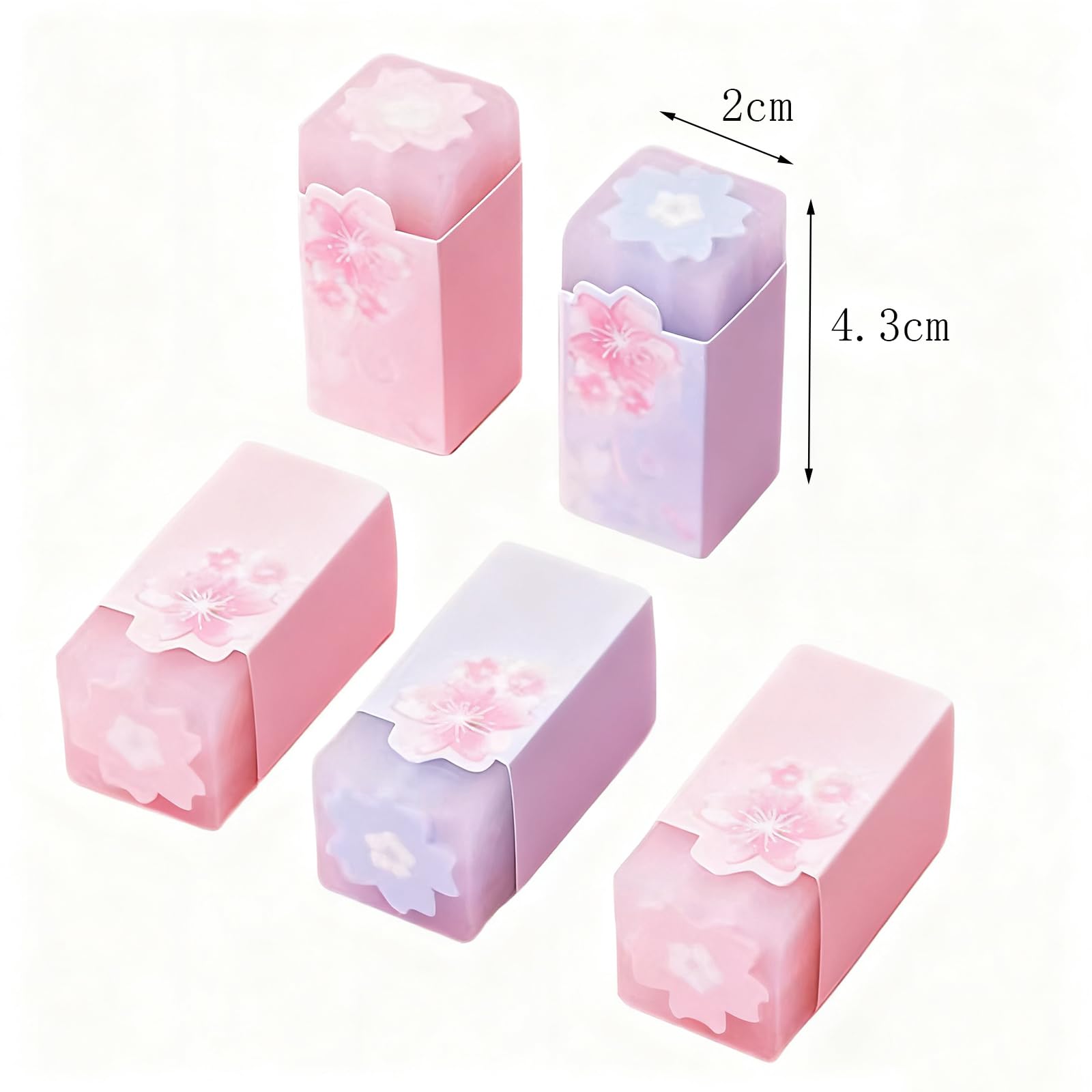 GZBABY Cherry Blossom Patternt Erasers 6 Pcs, Cute Cartoon Eraser, Stylish and Durable (Rectangle)