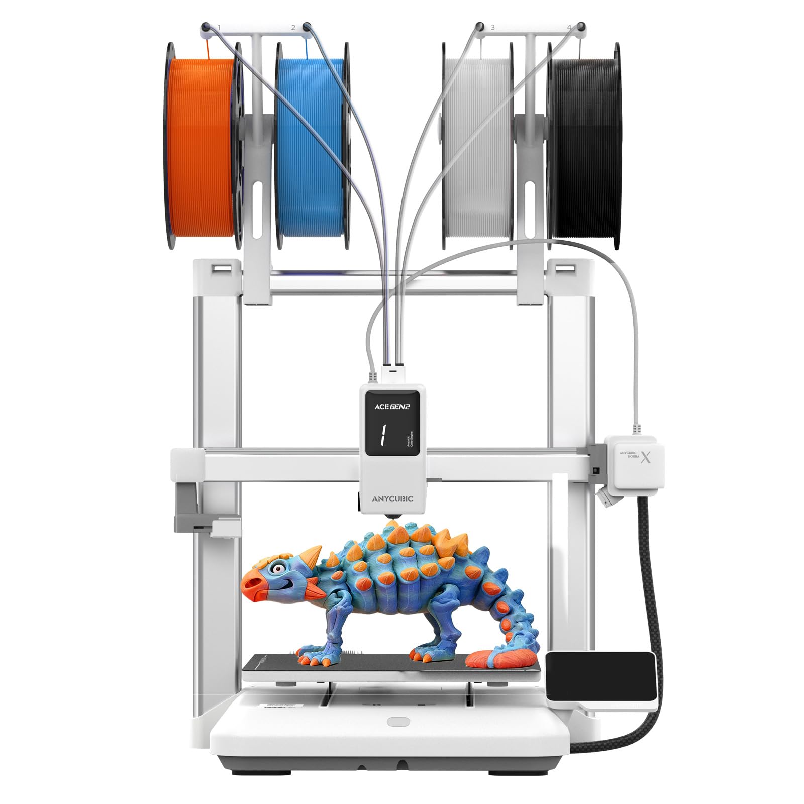 Anycubic Kobra X 3D Drucker Mehrfarbig, Verbesserte Auto Leveling | Weicher und Harter Multifilamentdruck, 4-Farbdruck bis zu 19 Farbdruck für Anfänger, Druckgröße 260 x 260 x 260 mm