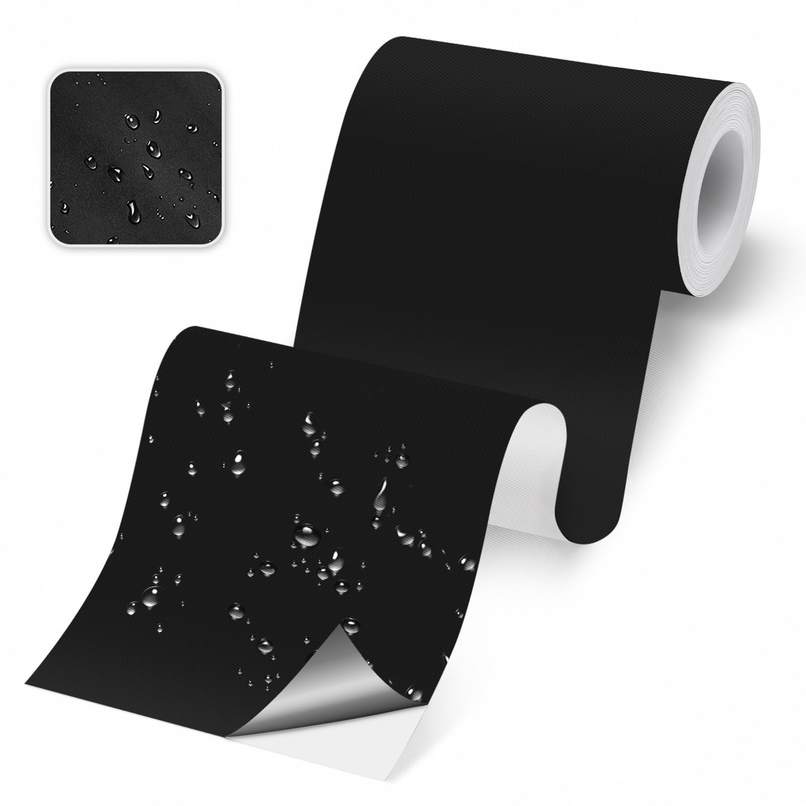 Skystuff Self-Adhesive Fabric Tent Repair Tape, Heavy Duty Waterproof Nylon Repair Patches for Tent, Clothes, Down Jacket, Sleeping Bag, Camping Outdoor Gear, Instant Strong Fix, 10x200cm, Black