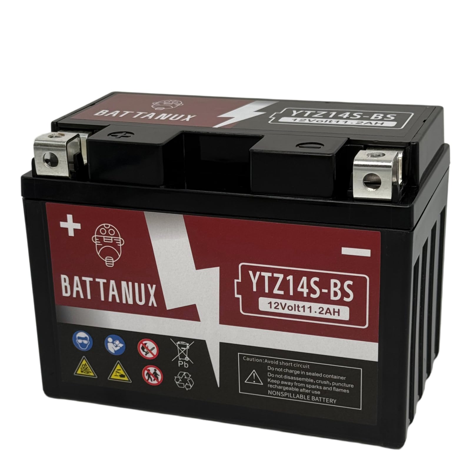 YTZ14S-BS Batterie Moto 12V 11.2Ah AGM – Haute Capacité, Sans Entretien, Anti-Fuite, Prête à l’Emploi pour Moto, ATV & UTV