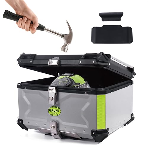 GRUNT SPORTS - Maleta trasera de motocicleta de 65 L, maletero de almacenamiento universal para scooter, caja de aluminio impermeable para casco de