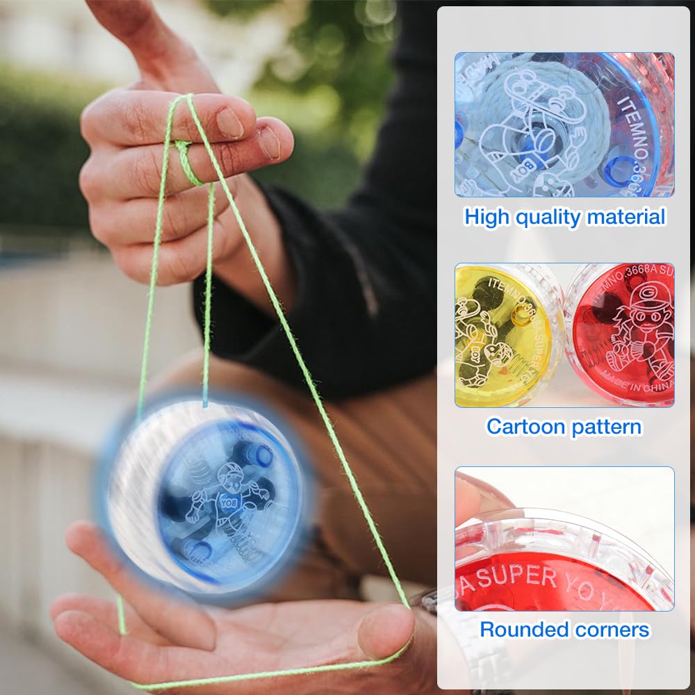 YoYo, 15 pezzi di plastica Responsive Yoyo Reattive Cuscinetti a sfera JoJo, JoJo Luminoso, Jo-Jo Giocattoli per principianti, Jo-Jo LED per feste, bomboniere