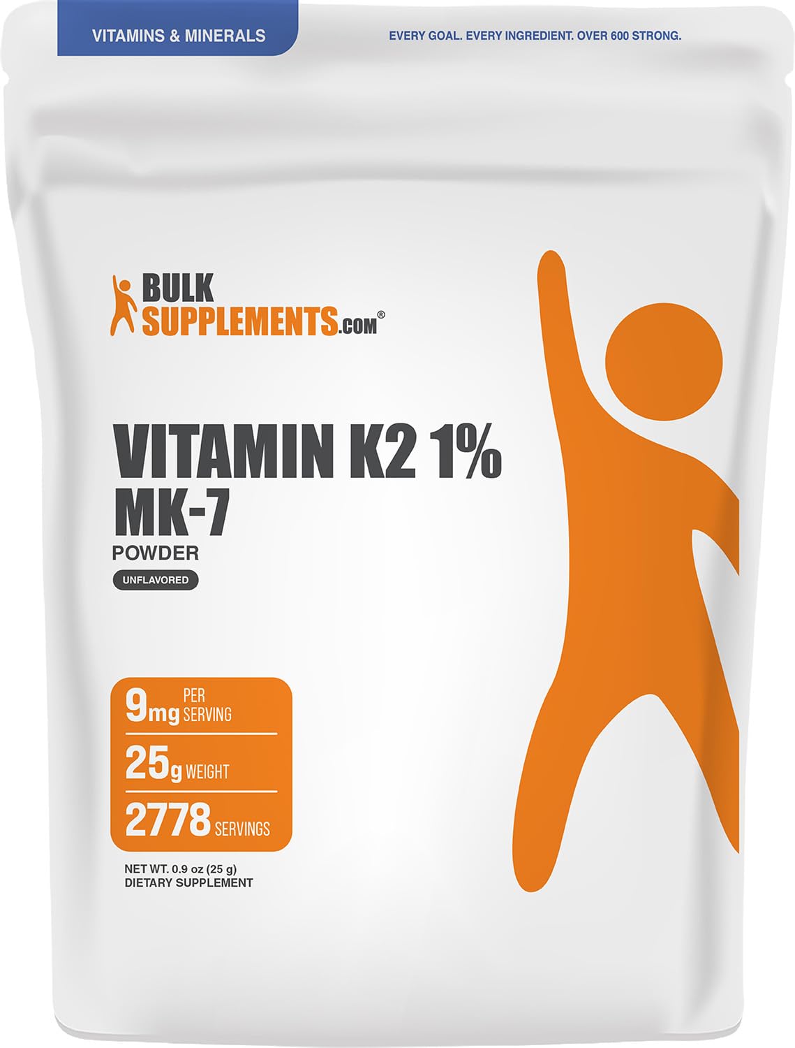 BulkSupplements.com Vitamin K2 Powder - Vitamin K2 MK-7, as Menaquinone Powder - K2 Vitamin Supplement for Wellness, Gluten Free, 9mg per Serving, 25g (0.88 oz) (Pack of 1) 0.88 Ounce (Pack of 1)