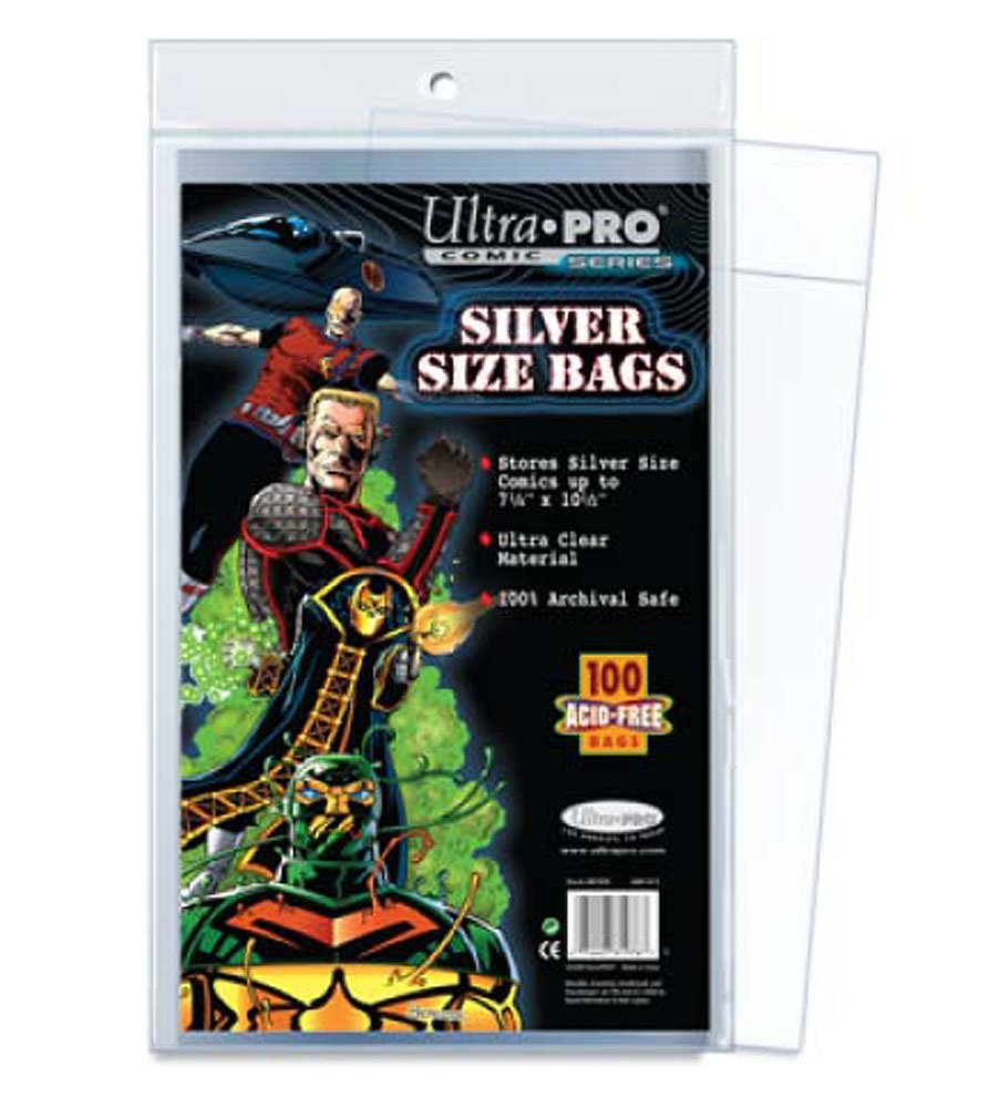 Ultra Pro Silver Size Comic Bags 2-Mil Polypropylene 7.25 X 10.50 Inches (100-Count)