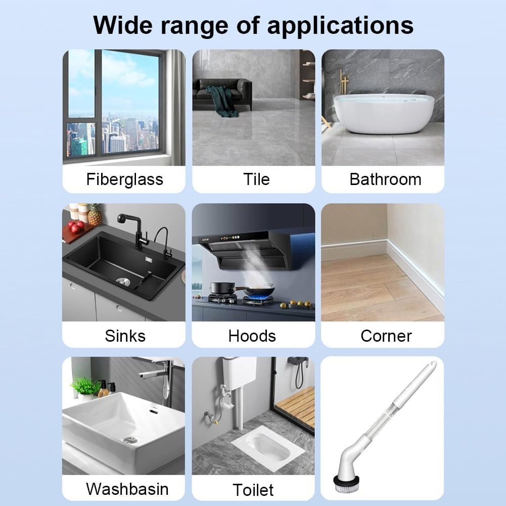 Fregadora Giratoria Eléctrica, Cepillo De Limpieza Eléctrico, Fregadora De Baño Inalámbrica, Fregadora De Ducha Recargable Con 5 Cabezales De Cepillo Reemplazables For Limpieza De Cocina Y Baño
