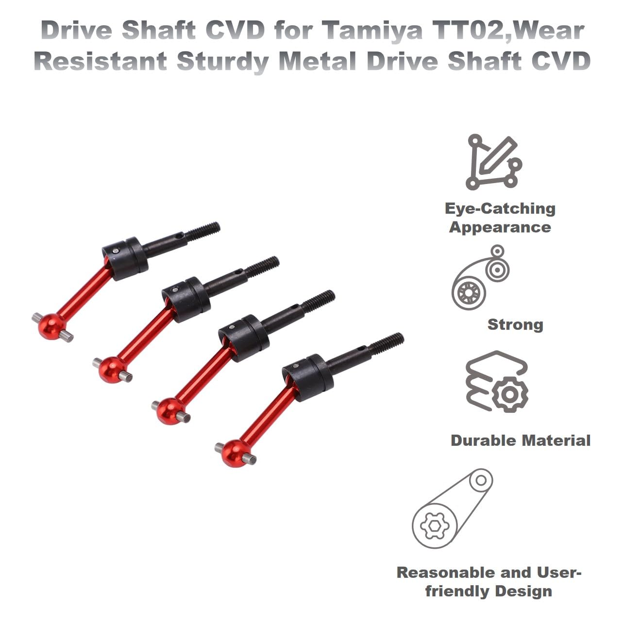 BONKZEBU Drive Shaft CVD for TT02,Wear Sturdy Metal Drive Shaft CVD,Easy to Install Disassemble TT02 Drive Shaft CVD,for TT02 1/10 RC Car (Blue)