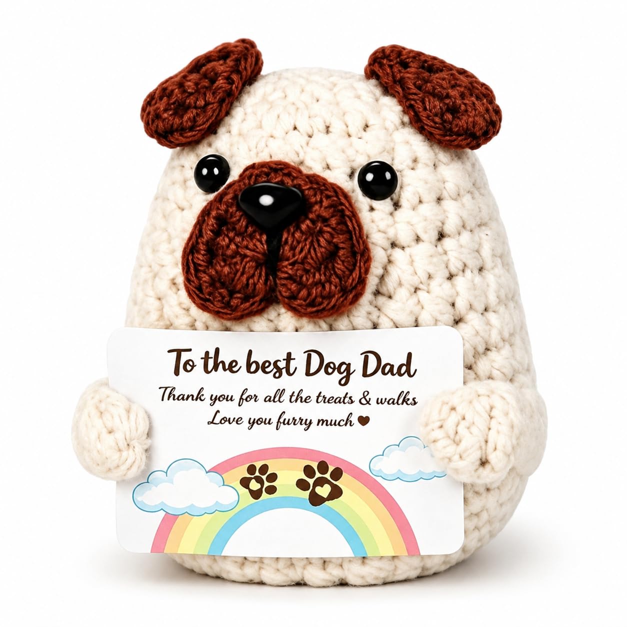 Dog Dad Gifts Unique Crochet Keepsake With Message Card Father Gifts From The Dog Handmade Knitted Ornament Puppy Owner Present For Meaningful Birthday Celebration Decor