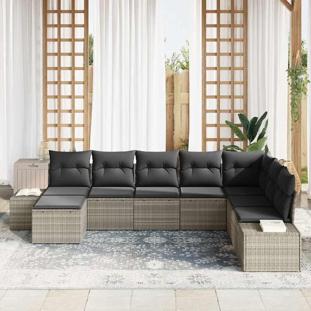 Set di 8 divani da giardino modulari in polyrattan con cuscini