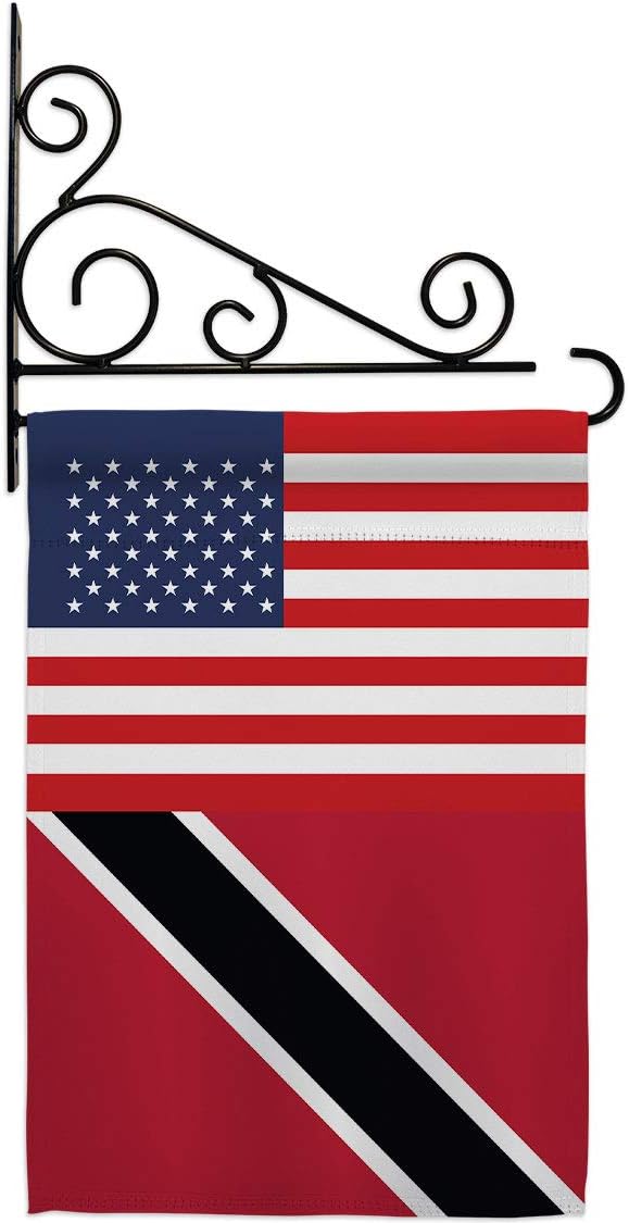 Trinidad and Tobago US Friendship Garden Flag Set Wall Holder Regional USA American Alliance World Country Particular Area Small Decorative Gift Yard House Banner Made In 13 X 18.5